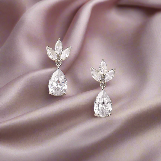 Flower Drop Diamond Earrings