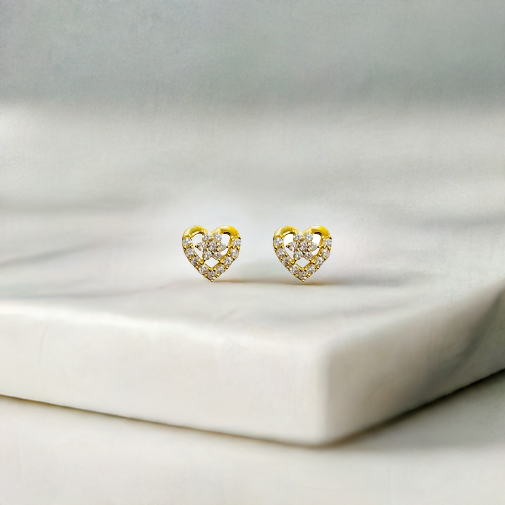 Crystal Flower + Heart Stud