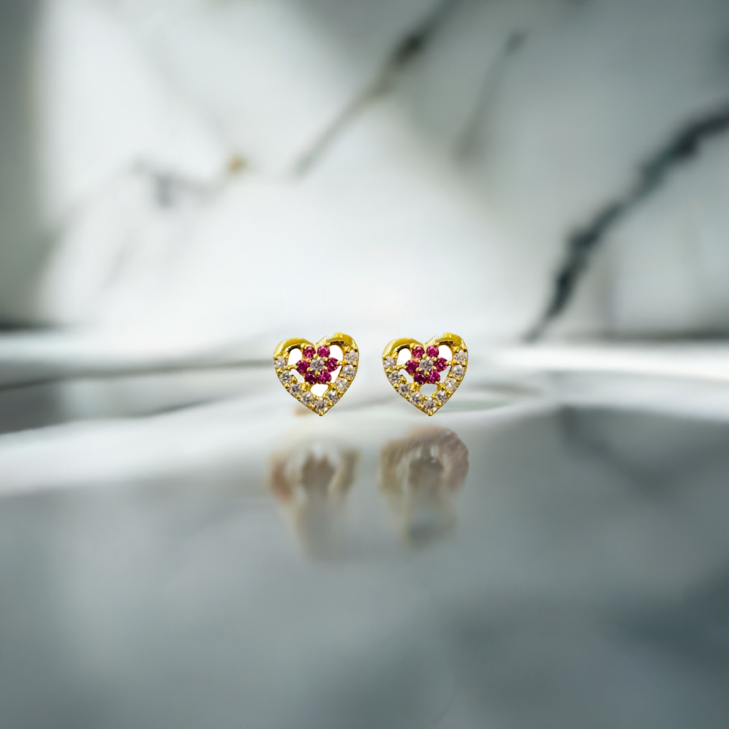 Crystal Flower + Heart Stud