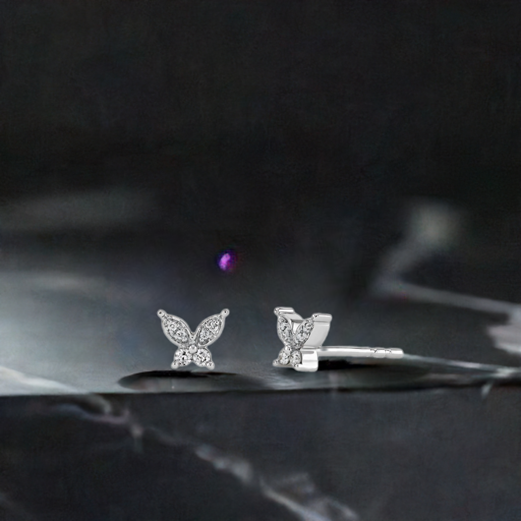 Cute Butterfly Diamond Earrings